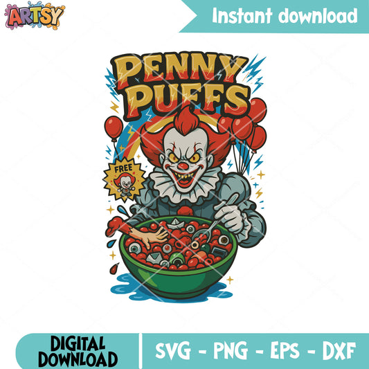 Penny puffs horror free svg, penny wise svg, horror movies svg