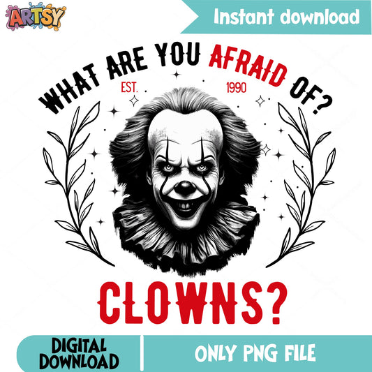 Pennywise Clown Halloween PNG, Scary Clown PNG, Horror PNG