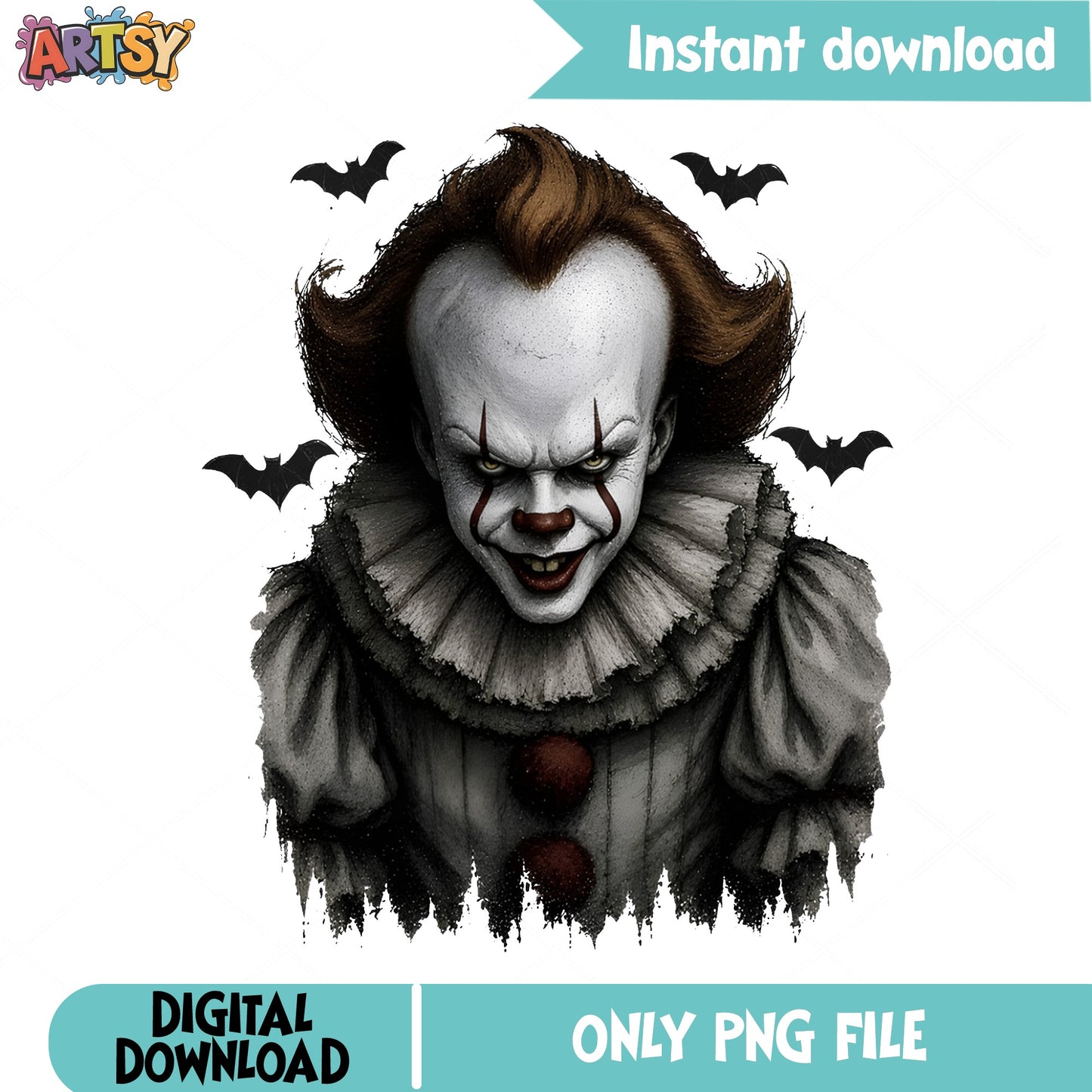 Pennywise Horror Clown PNG, IT Clown Halloween PNG, Scary Clown PNG