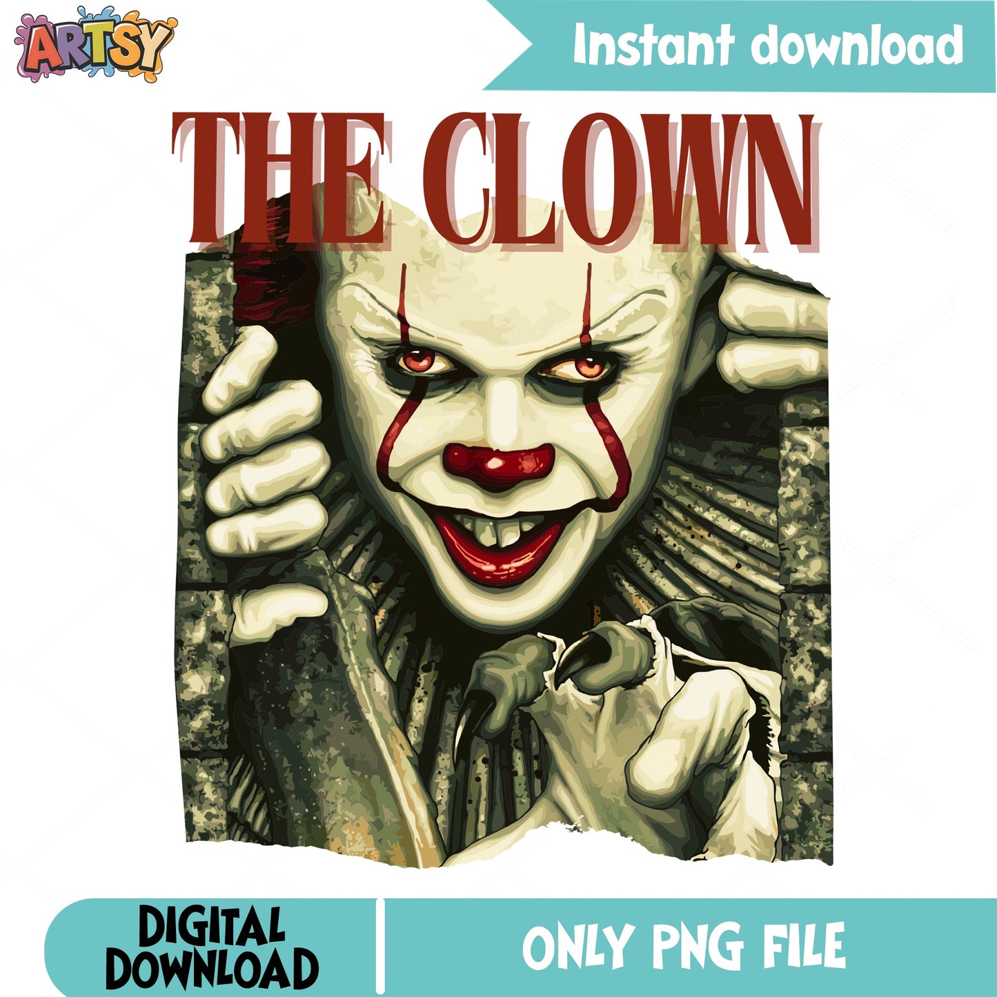 Pennywise The Clown Horror PNG, IT Clown Halloween PNG, Scary Clown PNG