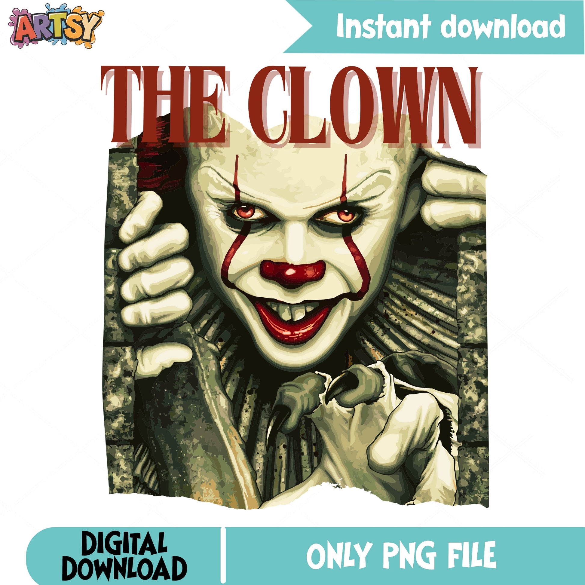 Pennywise The Clown Horror PNG, IT Clown Halloween PNG, Scary Clown PNG