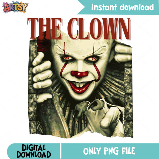 Pennywise The Clown Horror PNG, IT Clown Halloween PNG, Scary Clown PNG