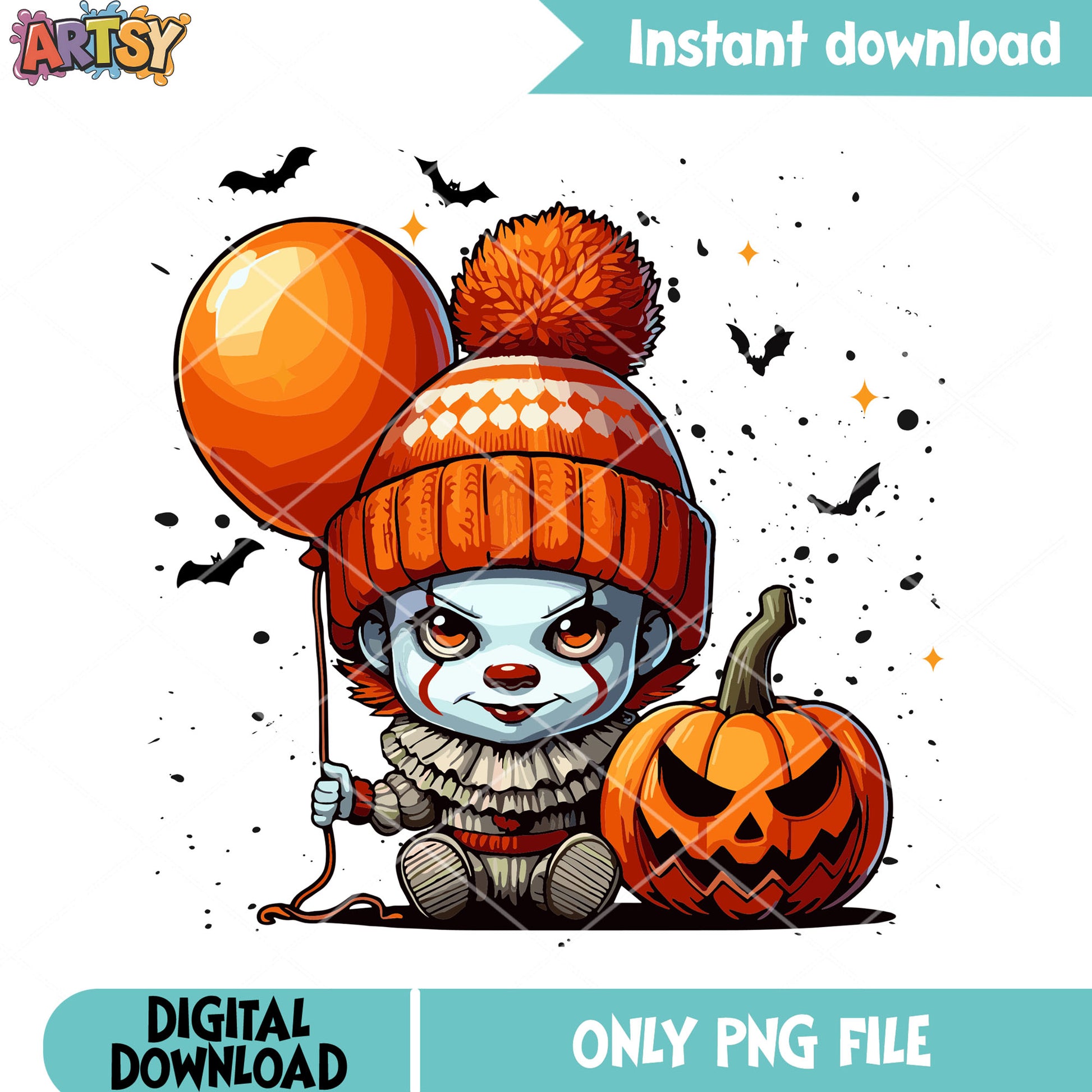 Penny wise the clown png, wicker pumpkin png, horror movies png