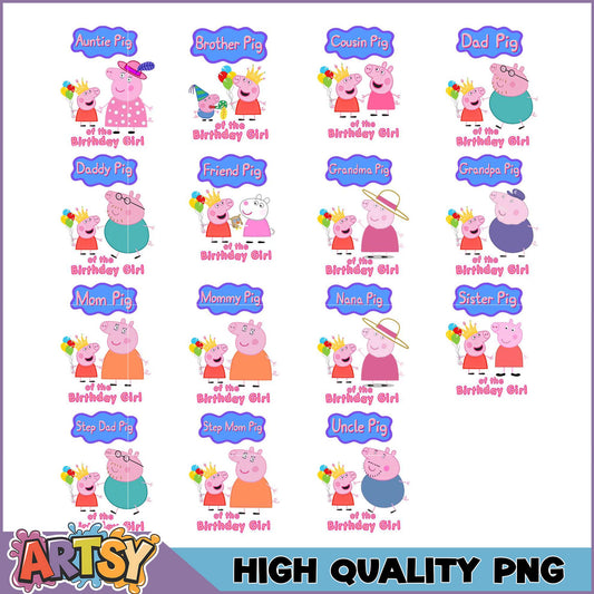 Peppa Pig Family PNG Bundle High Quality Images