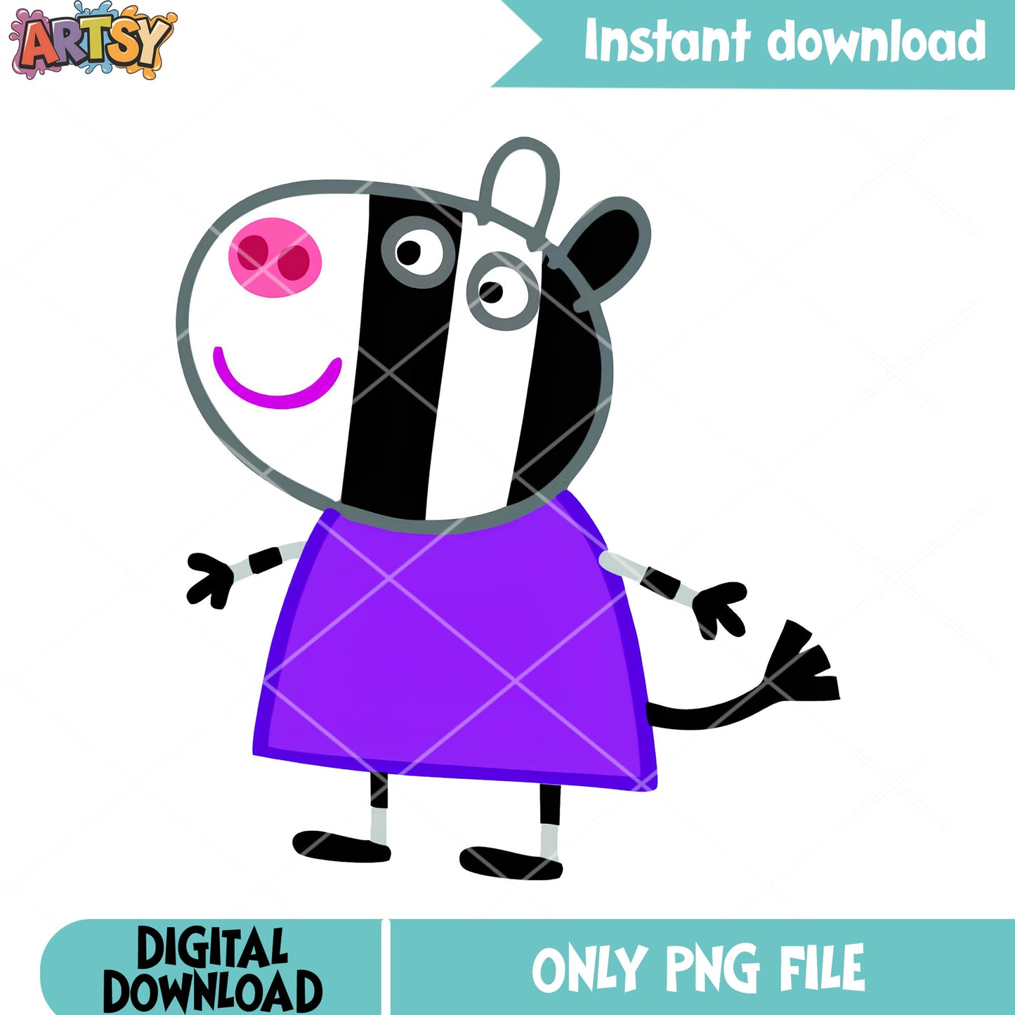 Peppa pig show png, cartoon for kids png, Zoe Zebra png