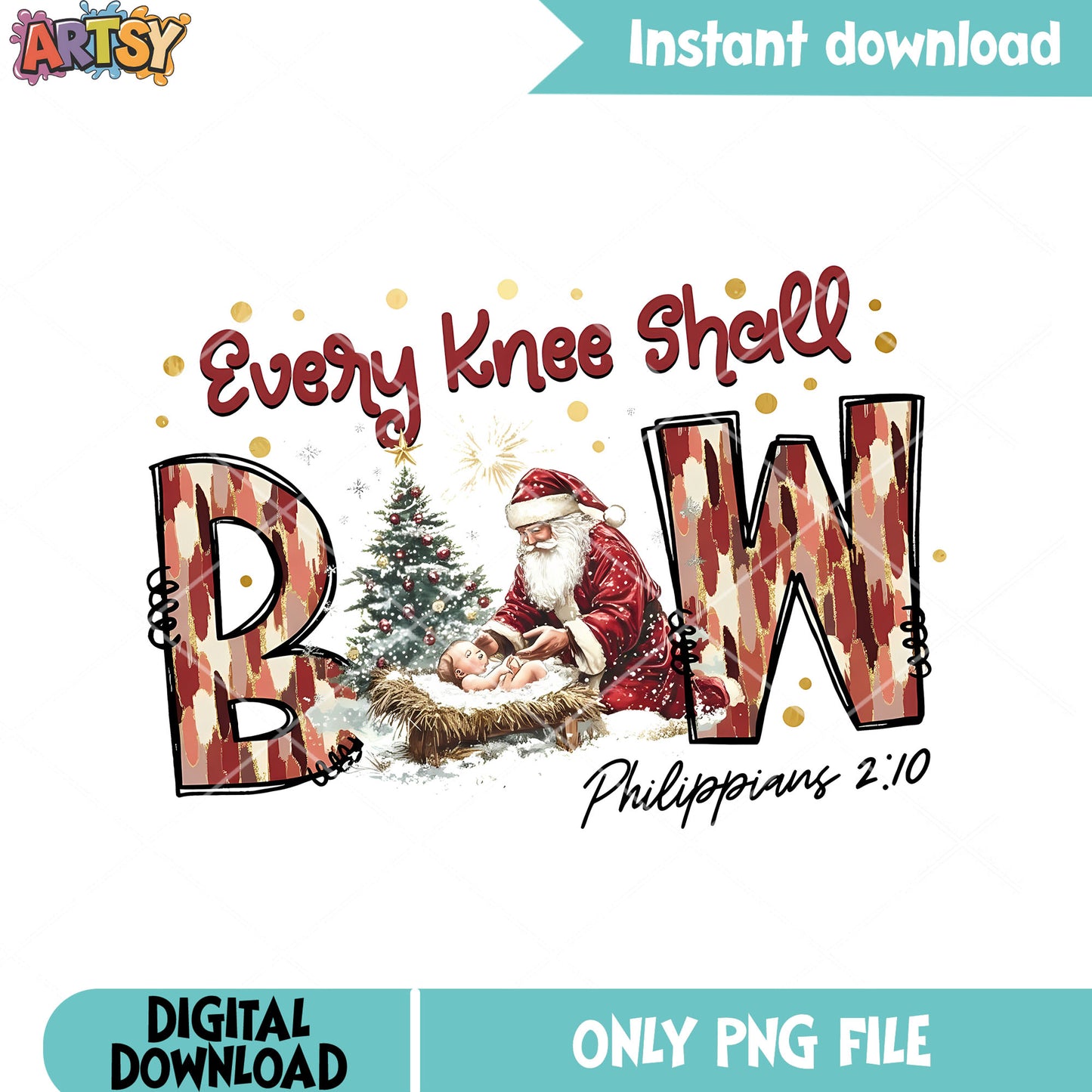 Philippians 2 10 png, christmas tree png, santa claus png