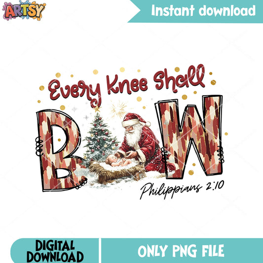 Philippians 2 10 png, christmas tree png, santa claus png