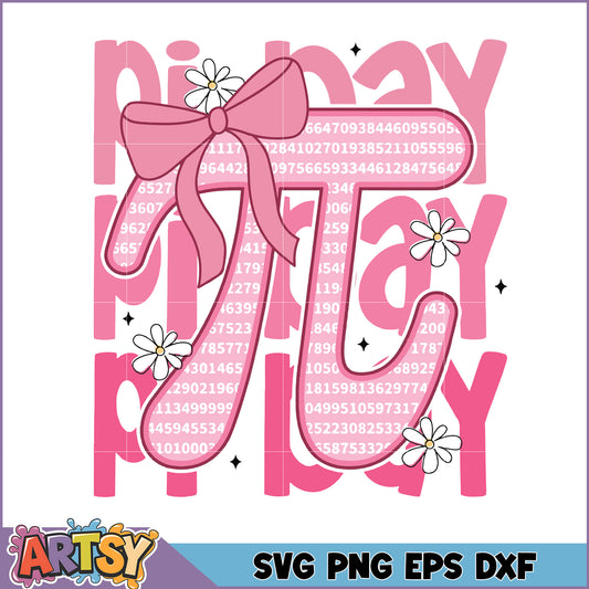 Pi Day SVG Cut File Pink Bow Design