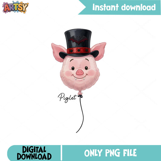 Piglet Halloween Balloon PNG, Disney Halloween PNG, Winnie The Pooh PNG