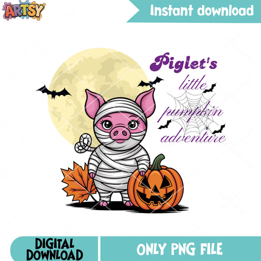 Piglet mummy png, disney halloween png, scary halloween night png