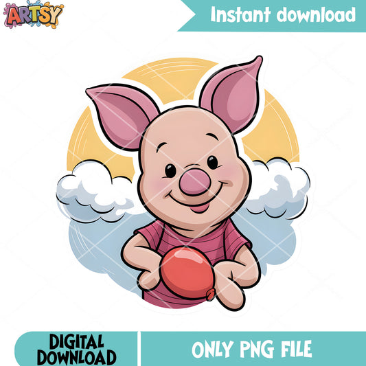 Piglet sticker pooh png, pooh friends png, winnie the pooh piglet png