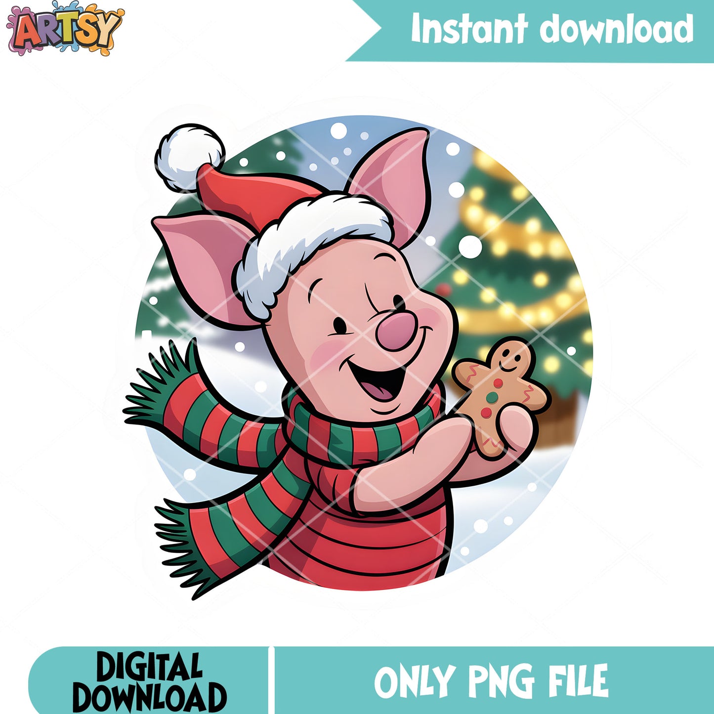 Piglet winnie xmas png, winnie the pooh piglet png, xmas vibes png