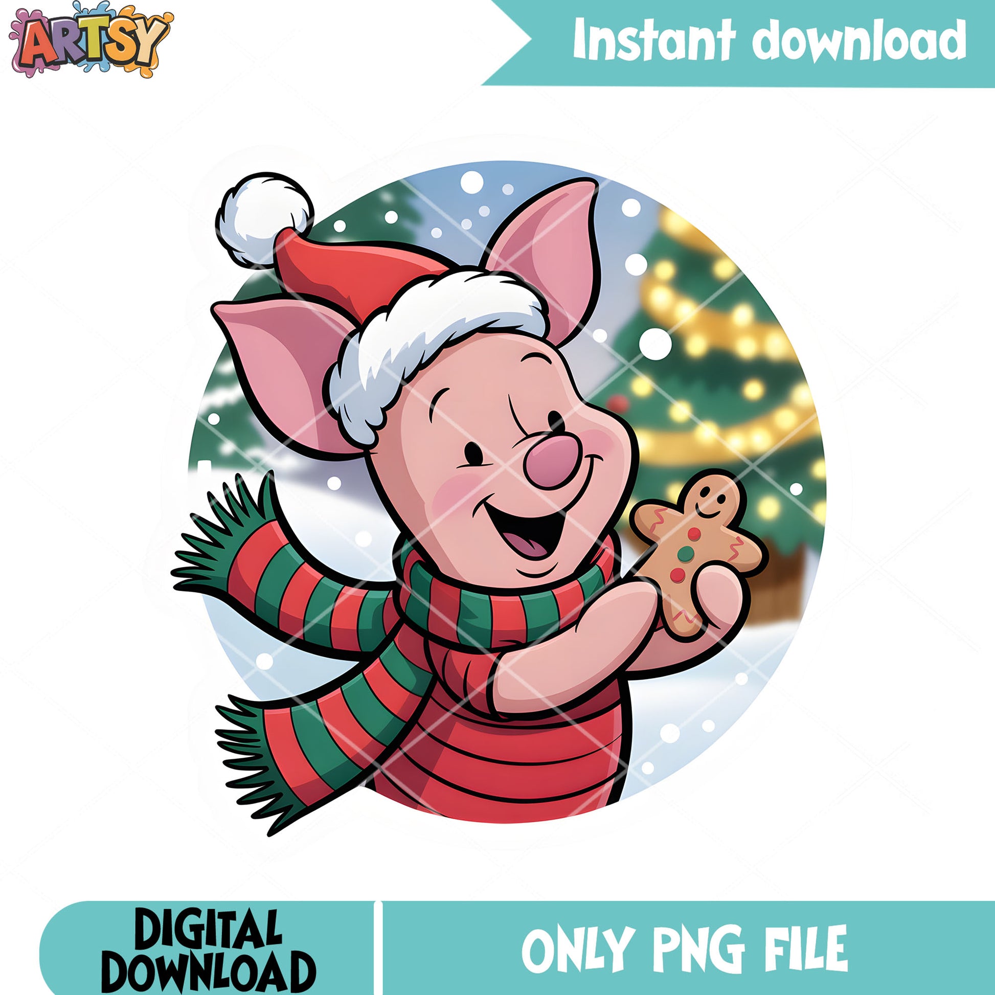 Piglet winnie xmas png, winnie the pooh piglet png, xmas vibes png