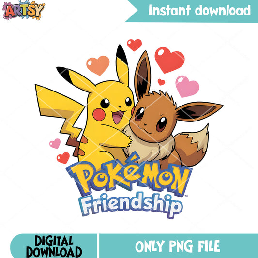 Pikachu hug eevee friends png, pokemon pikachu png, pokemon eevee png