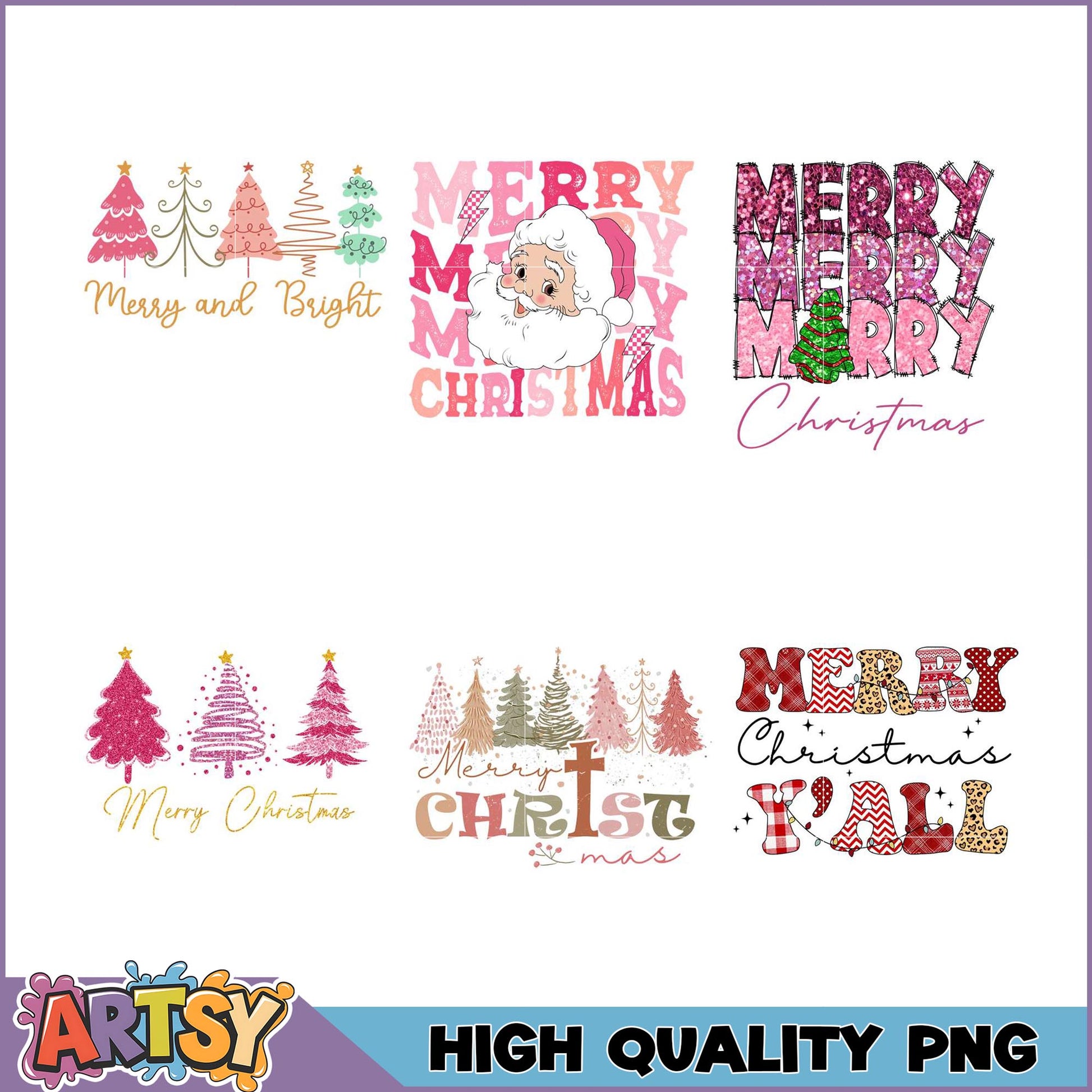 Pink Christmas PNG Bundle High Quality Designs