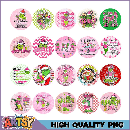 Pink Grinch Sublimation PNG Bundle