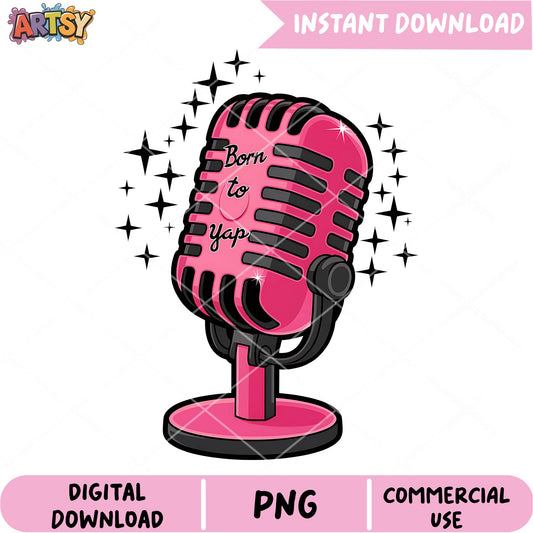 Pink Microphone PNG Instant Download