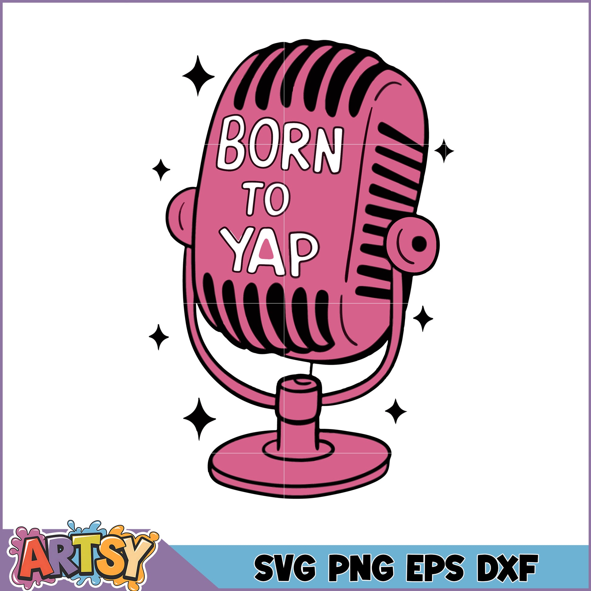 Pink Microphone SVG Born To Yap Design