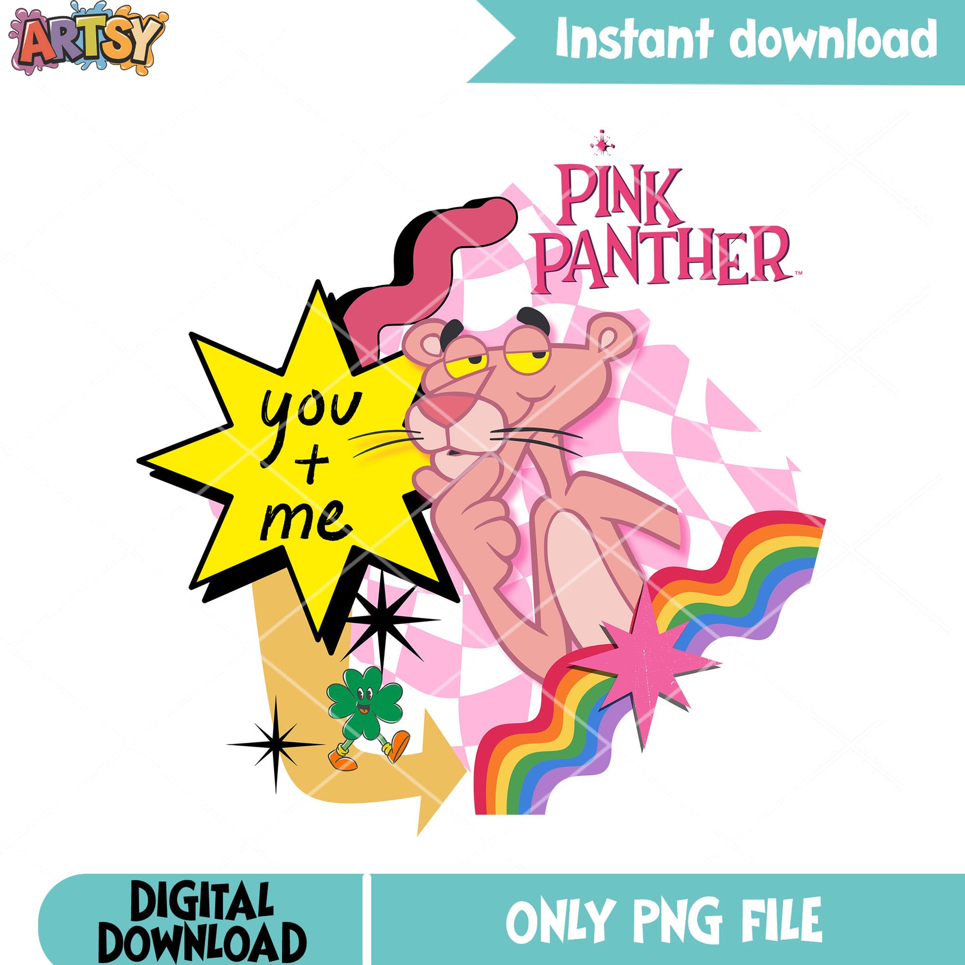 Pink Panther character png, cartoon show png, retro 90s art​ png