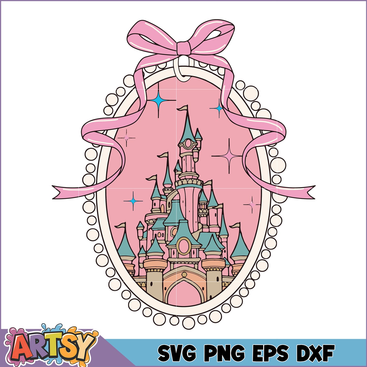 Pink Princess Castle SVG Design