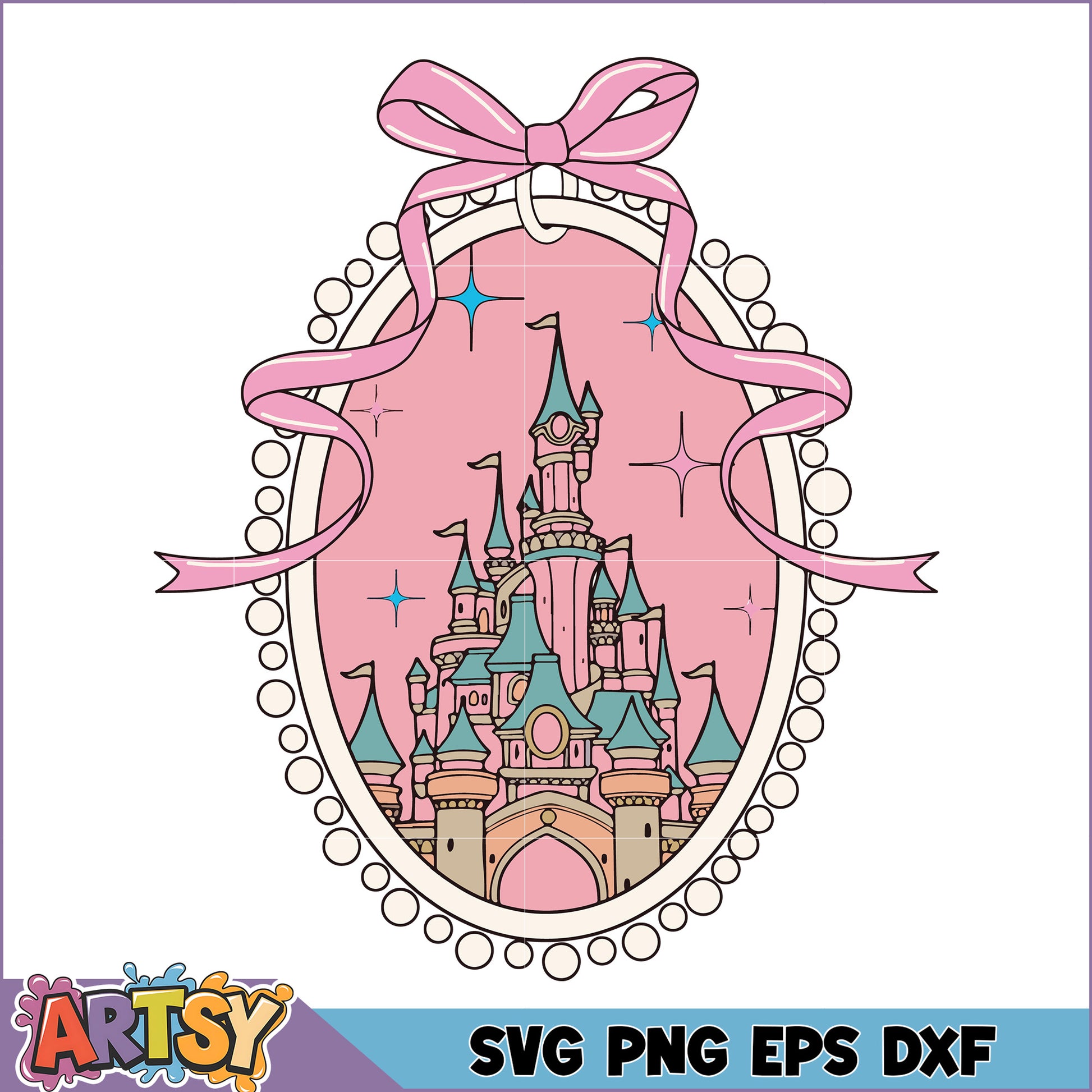 Pink Princess Castle SVG Design