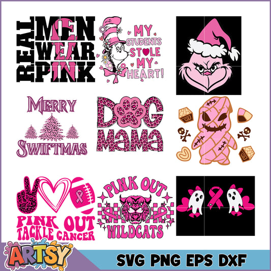 Pink SVG Bundle Designs Instant Download