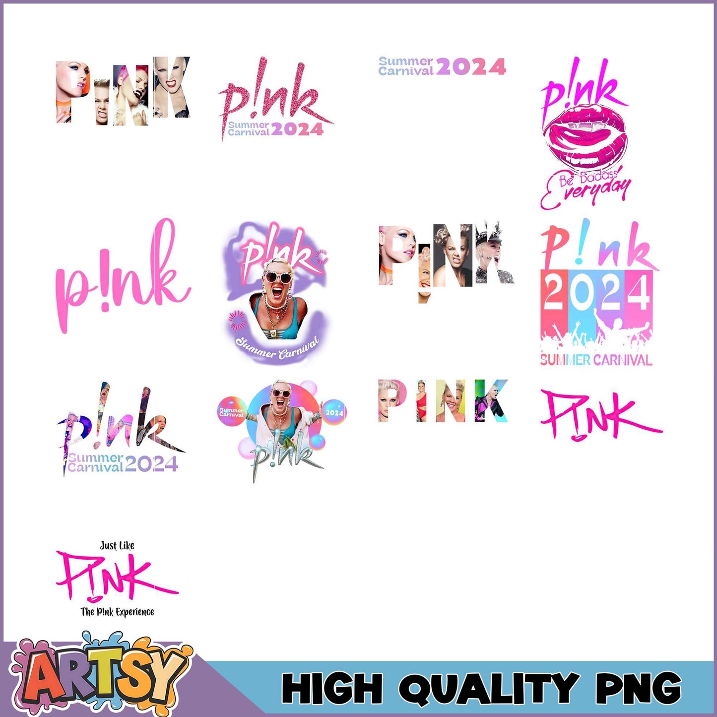 Pink Summer Carnival 2024 PNG Bundle