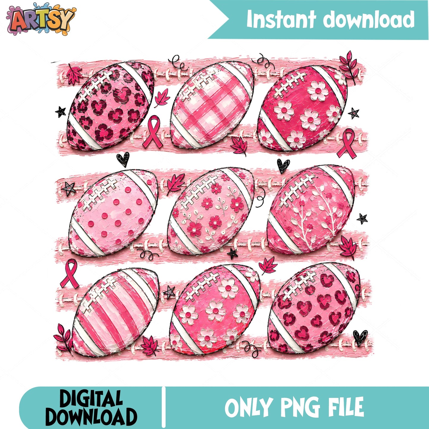 Pink Football Breast Cancer Awareness PNG, Football Bundle PNG
