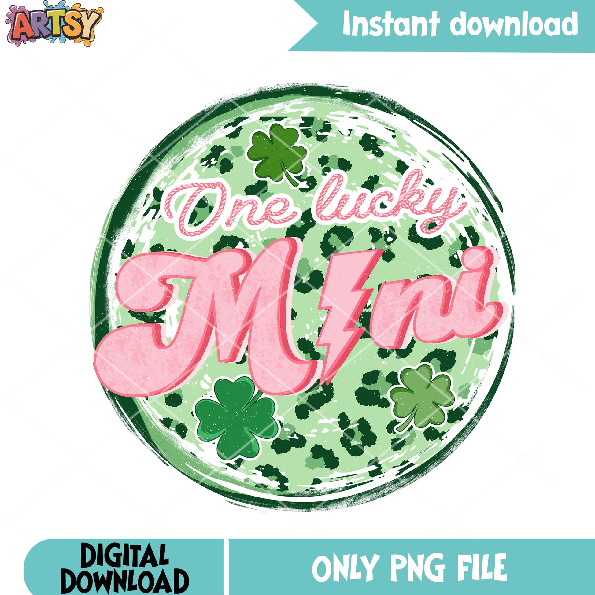 Pink bolt mini clover png, patricks clover png, st patricks png