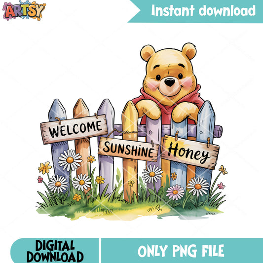 Pink cheek pooh honey png, honey bear pooh png, winnie the pooh png