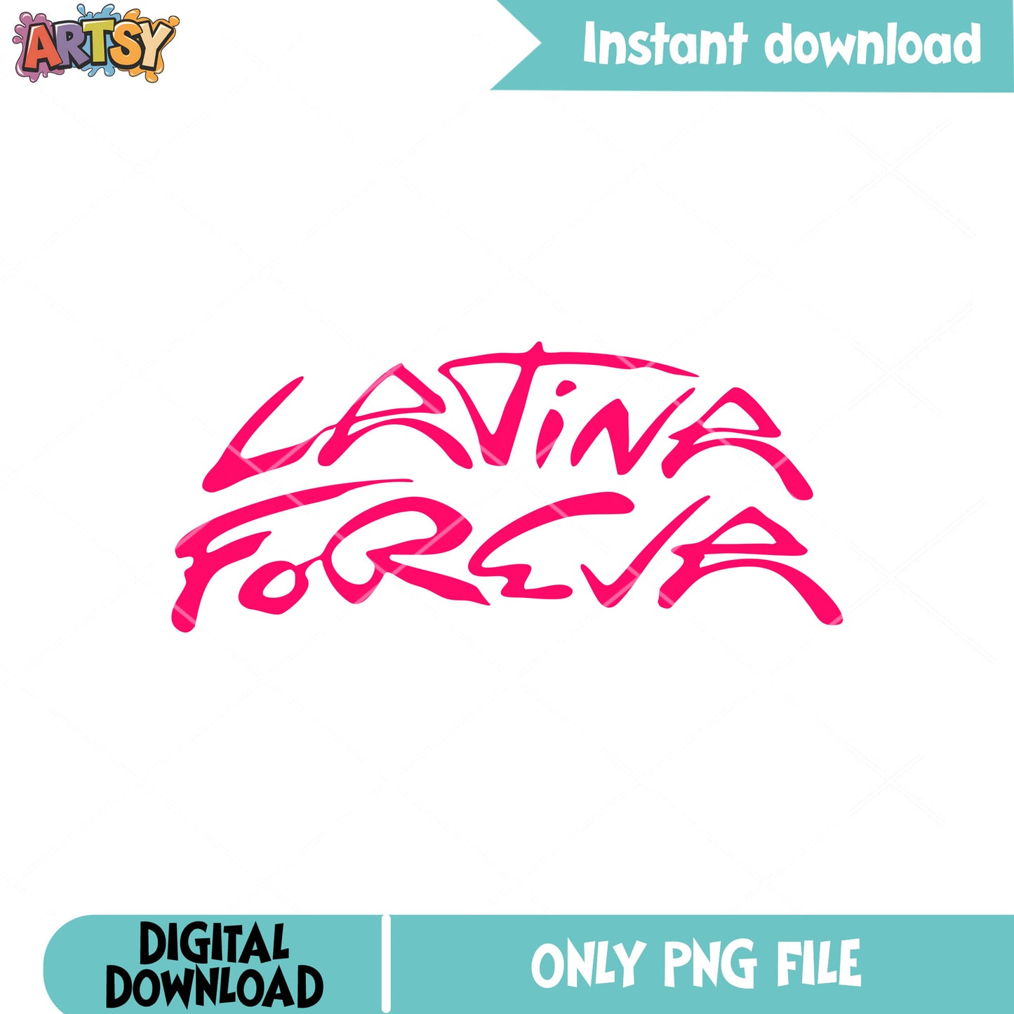 Pink design latina forever png, karol g latina forever png