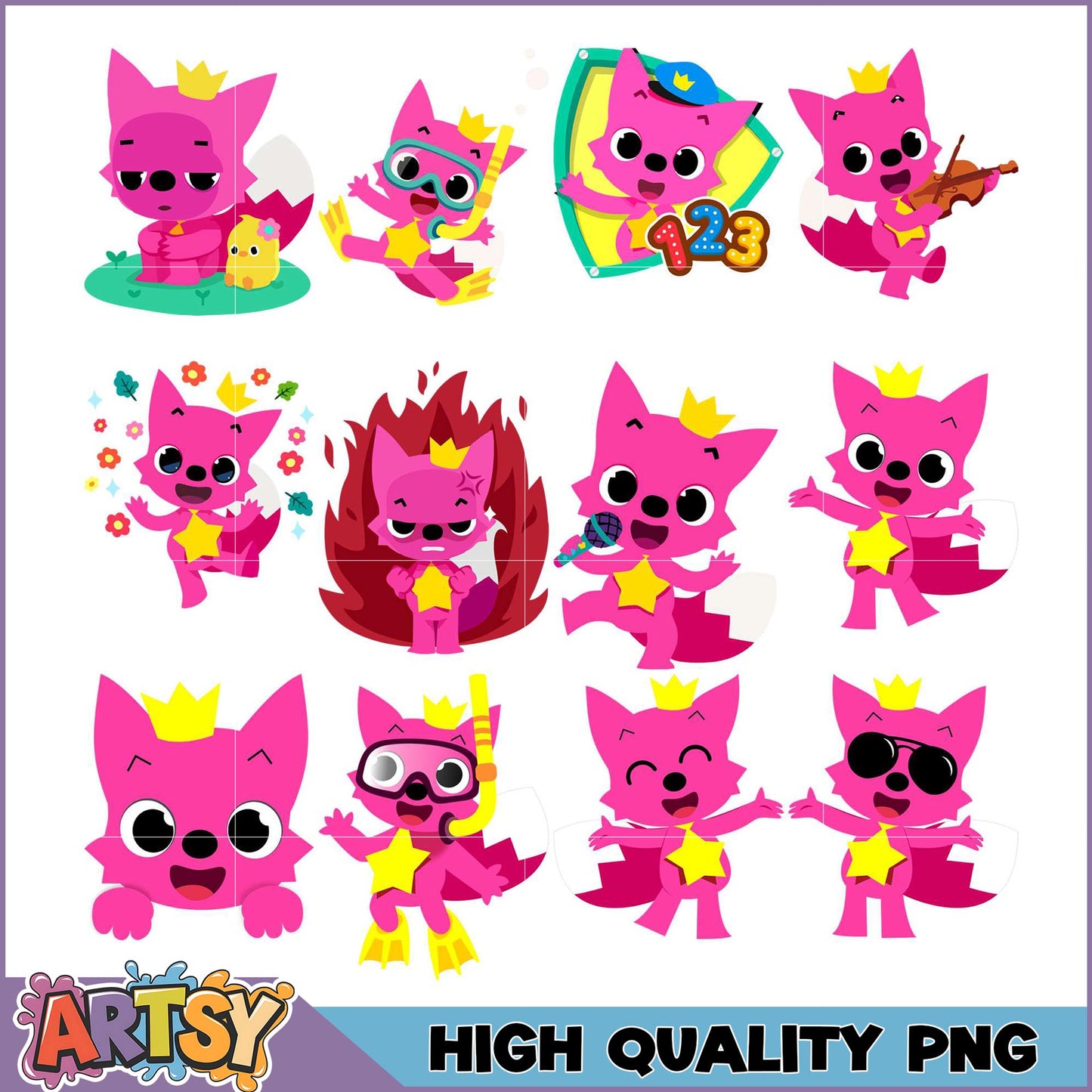 Pinkfong Baby Shark Fox PNG Bundle - High Quality