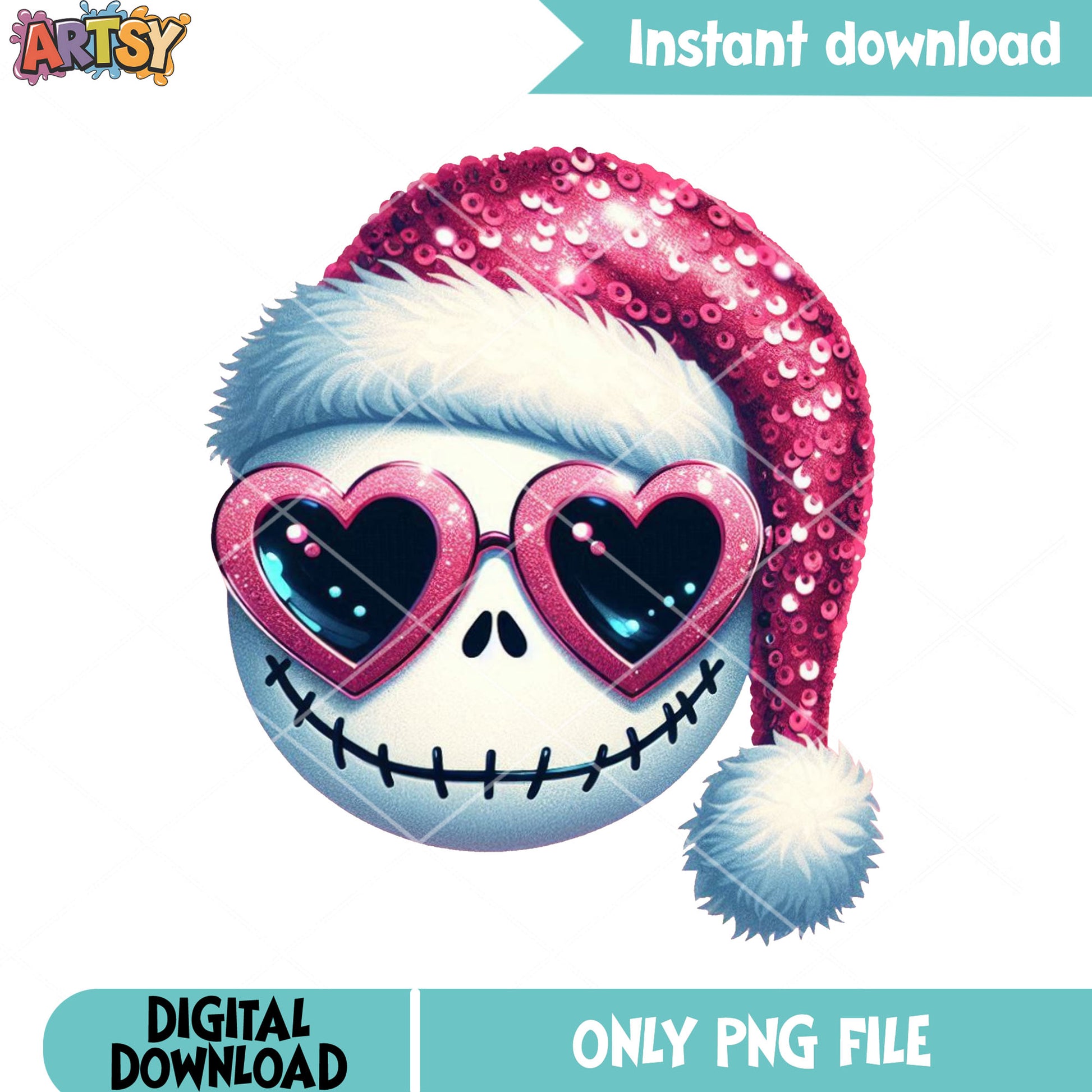 Pink glitter heart png, disney skeleton png, halloween christmas png