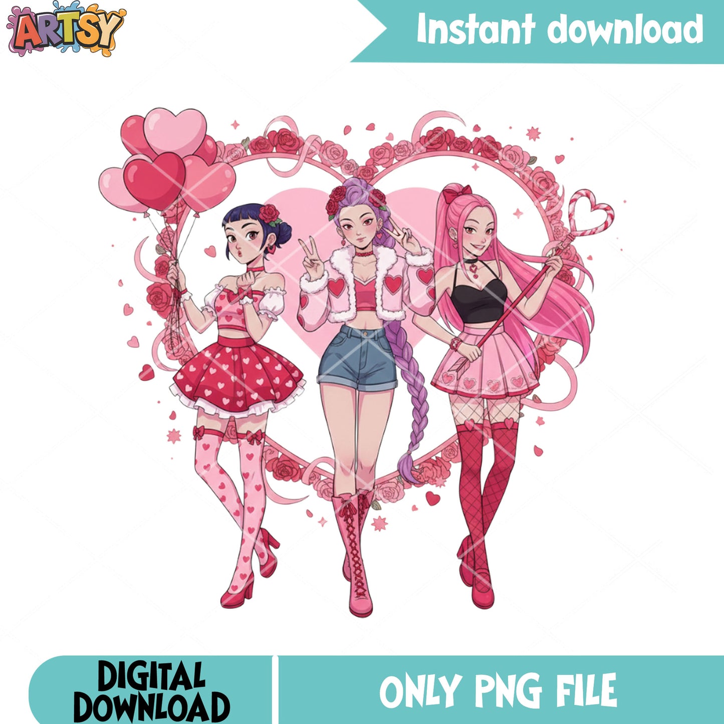 Pink heart for huntrix team png, kpop movies png, valentine season png