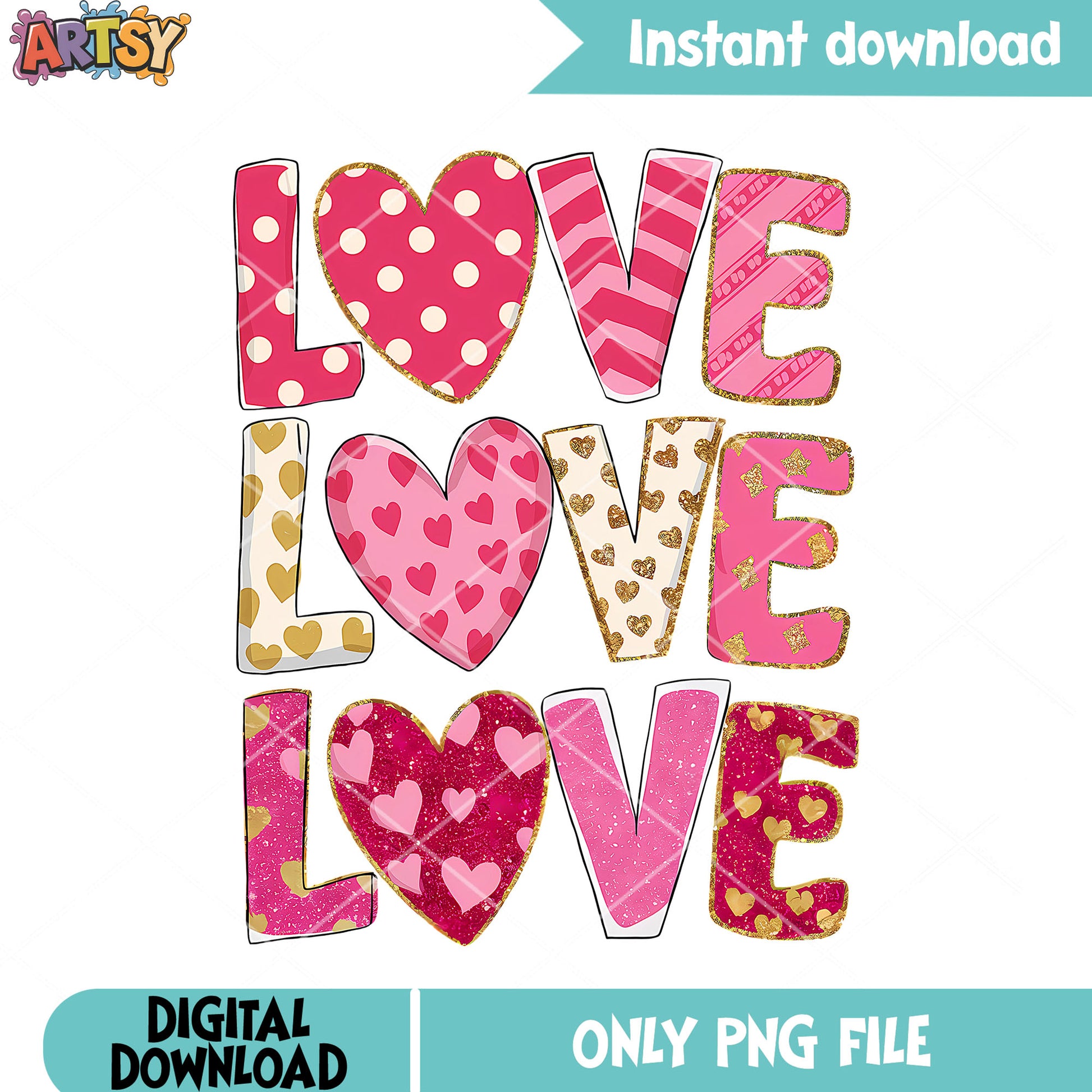 Pink love valentine poster png, valentines heart png, couple day png