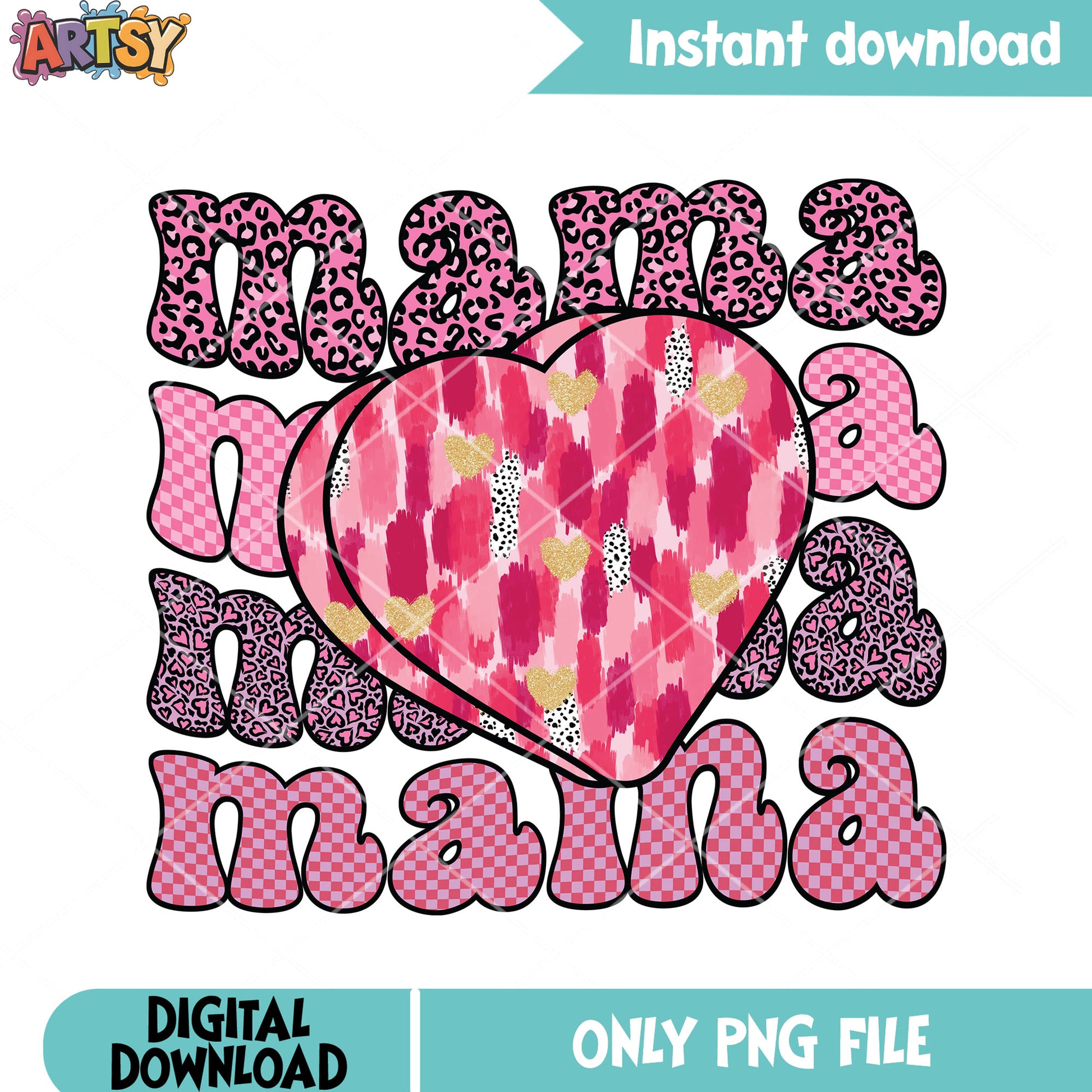 Pink mama heart vibes png, valentine heart png, valentine love png