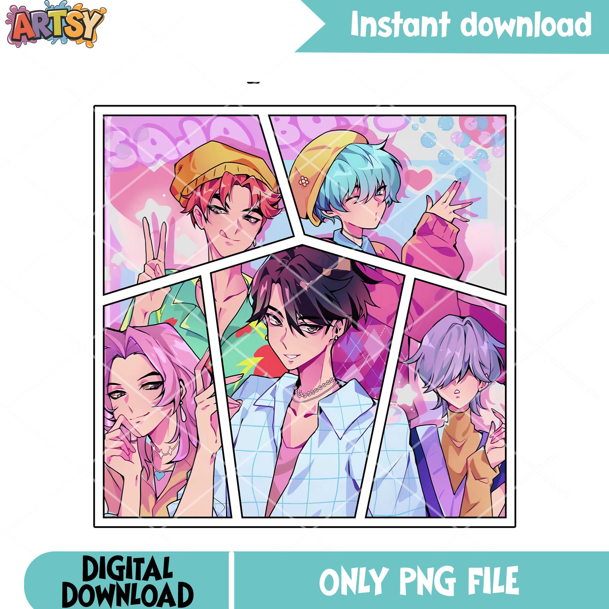 Pink style saja art png, demon hunters kpop png, saja boys png