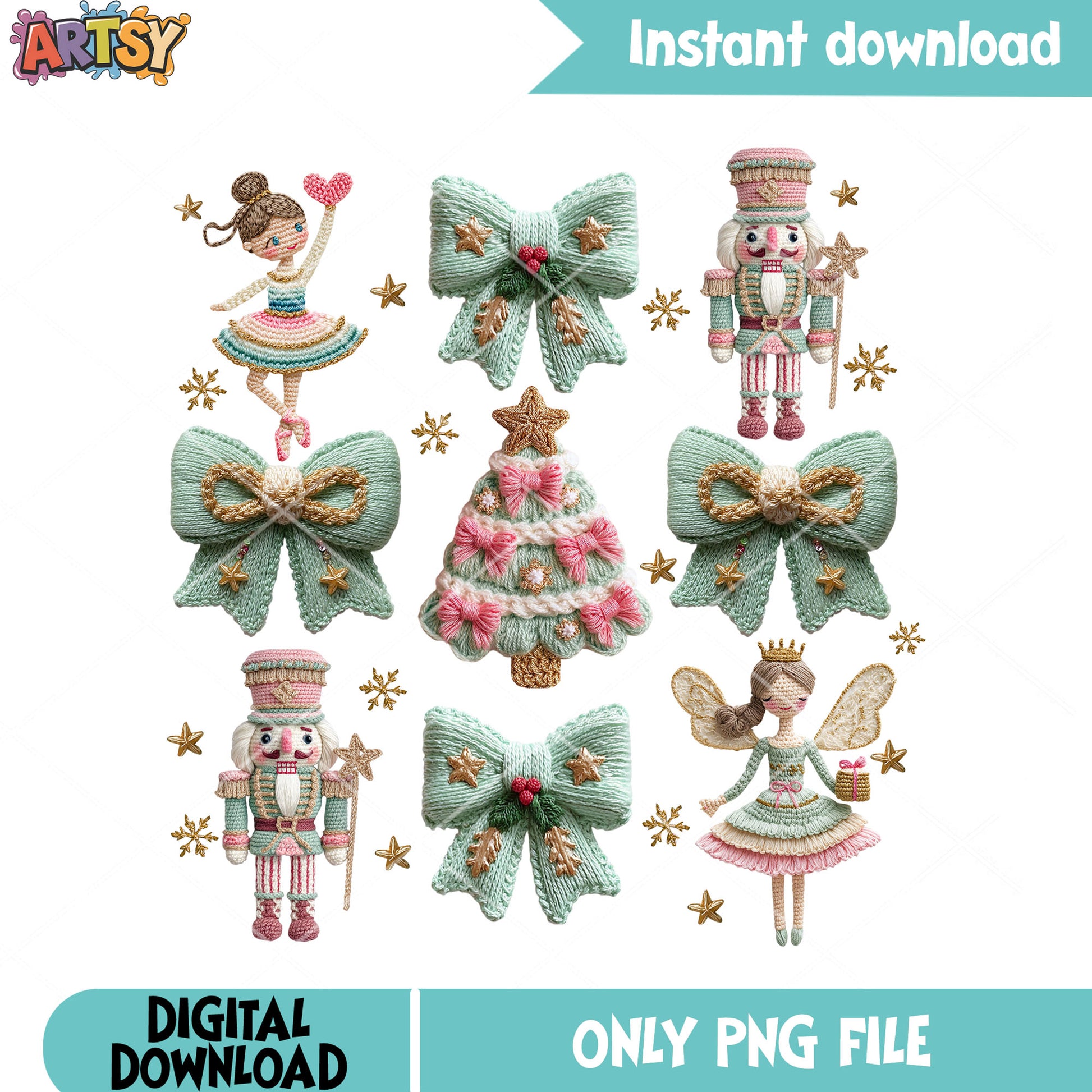 Pinky fairy tail png, nut cracker png, christmas tree png