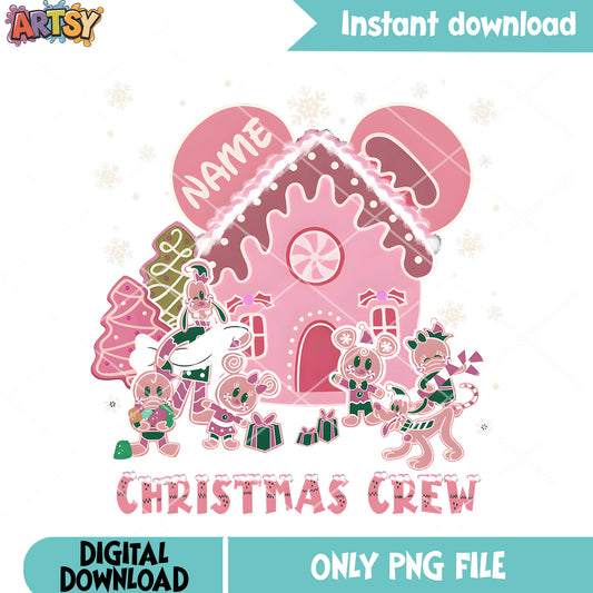 Pinky lovely christmas house png, christmas png, mickey mouse png