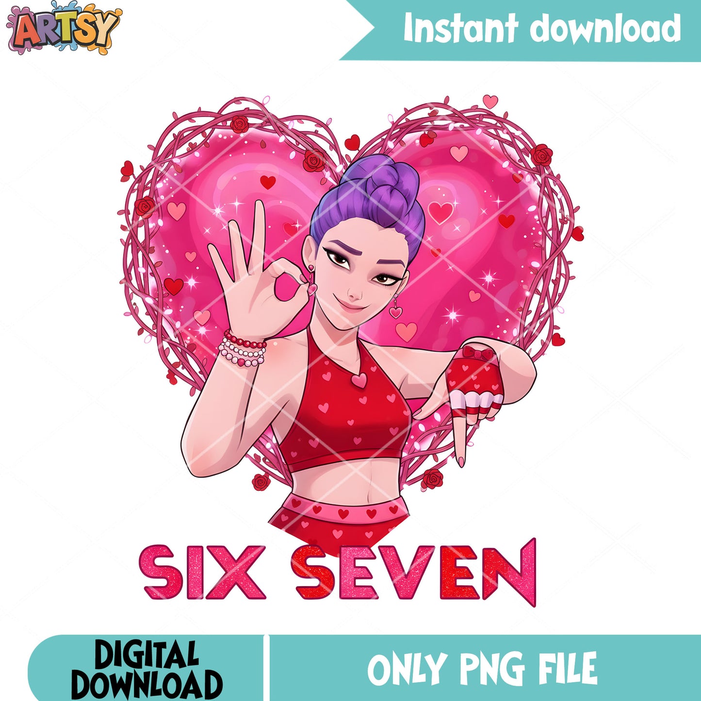 Pinky rumi valentines png, huntrix girls png, kpop demon hunters png