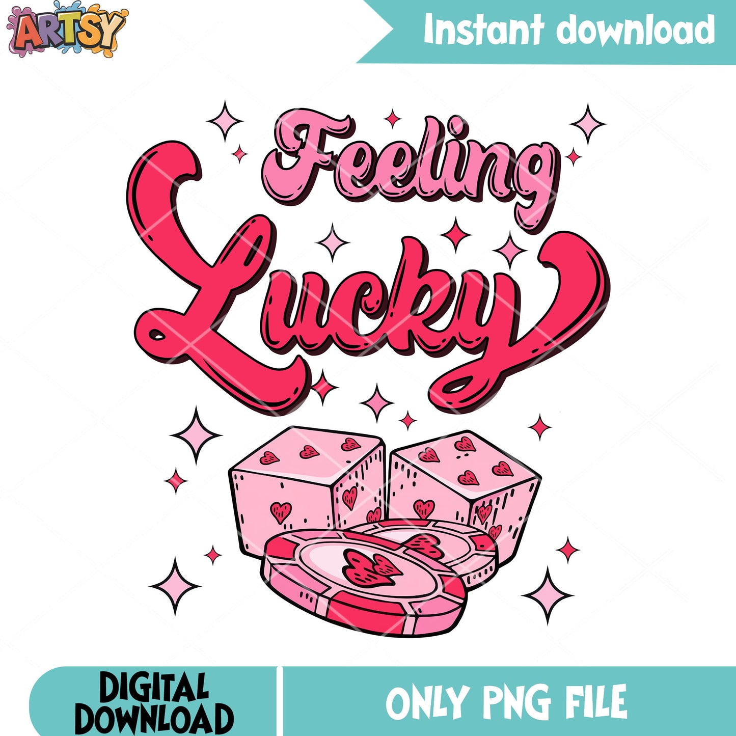 Pinky valentines lucky dice png, funny valentines png, valentines png