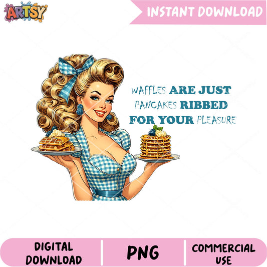 Pinup Girl Waffles PNG Instant Download