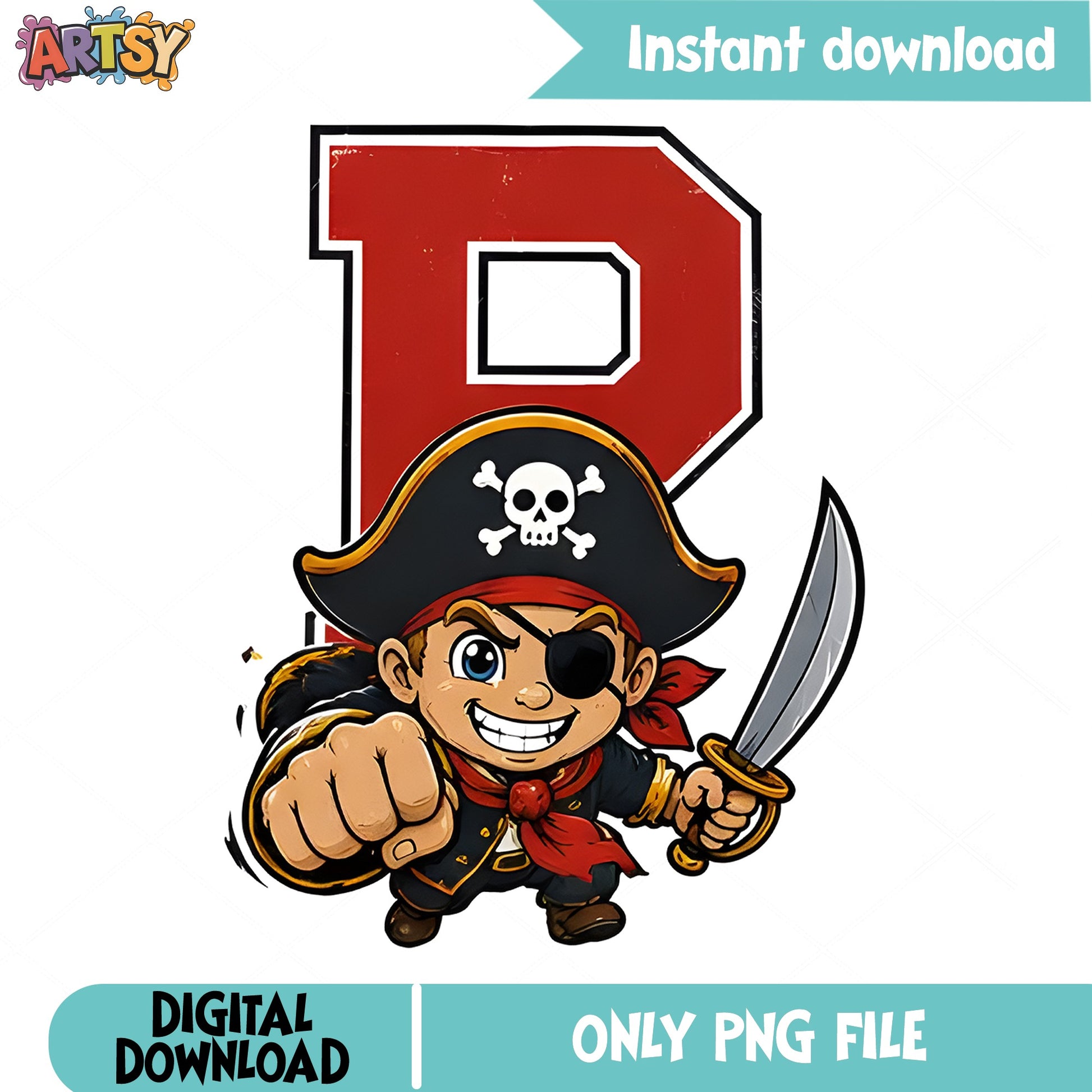 Pirate Mascot Letter P PNG, School Pirate Clipart PNG, Pirate PNG