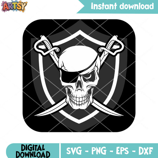 Pirate flag sword skull svg, oakland raiders svg, afc svg