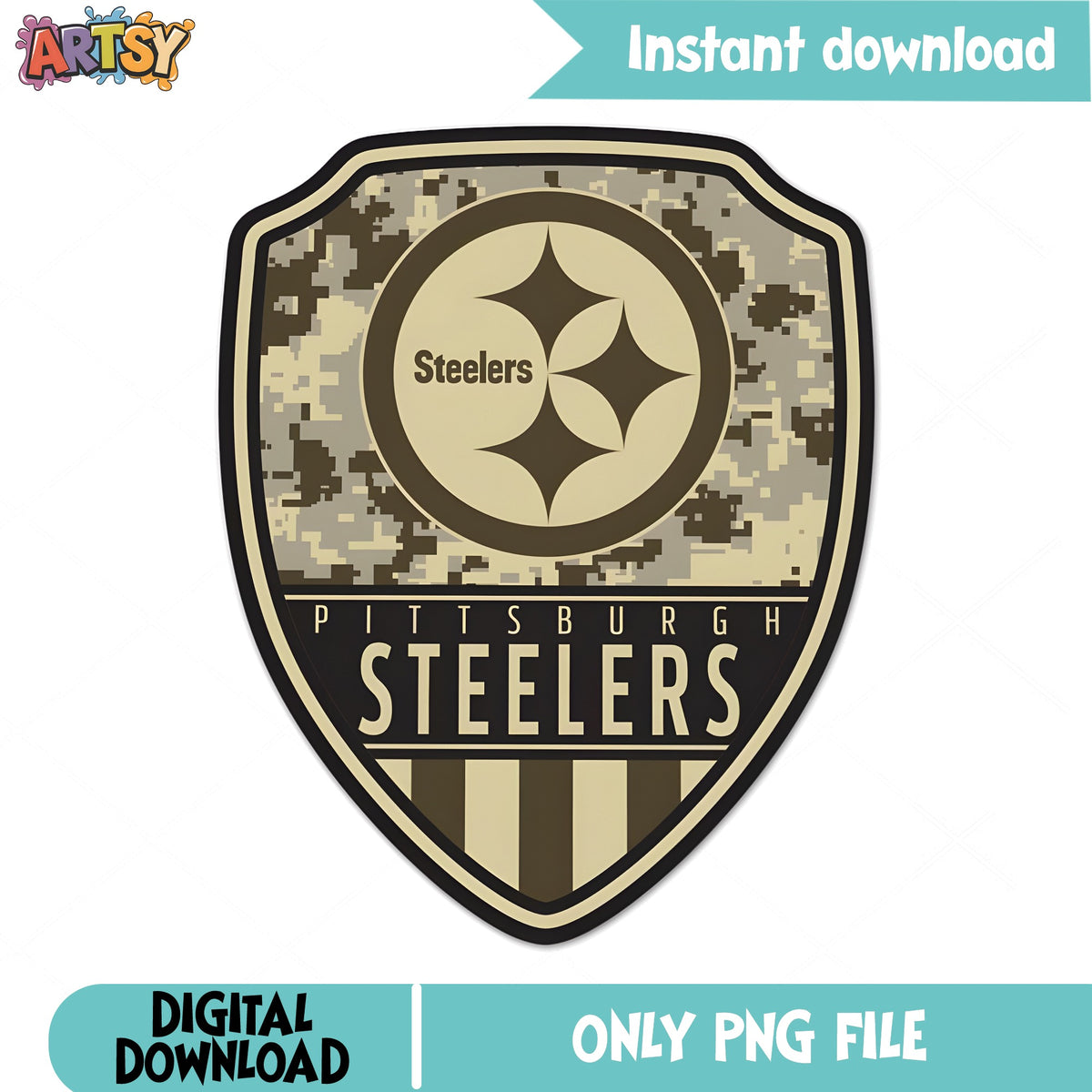 Pittsburgh Steelers Camo Shield PNG, NFL Football PNG, Steelers PNG