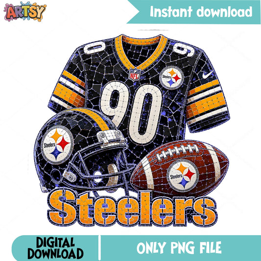 Pittsburgh Steelers Mosaic PNG, NFL Football Team PNG, Steelers Jersey PNG