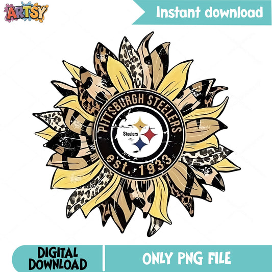 Pittsburgh Steelers Sunflower PNG, Leopard Football PNG, NFL PNG