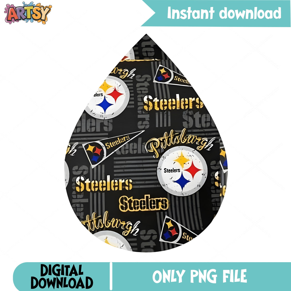 Pittsburgh Steelers Teardrop PNG, NFL Football PNG, Earring PNG