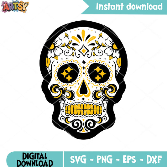 Pittsburgh football team nfl svg, steelers svg, mexico skull svg