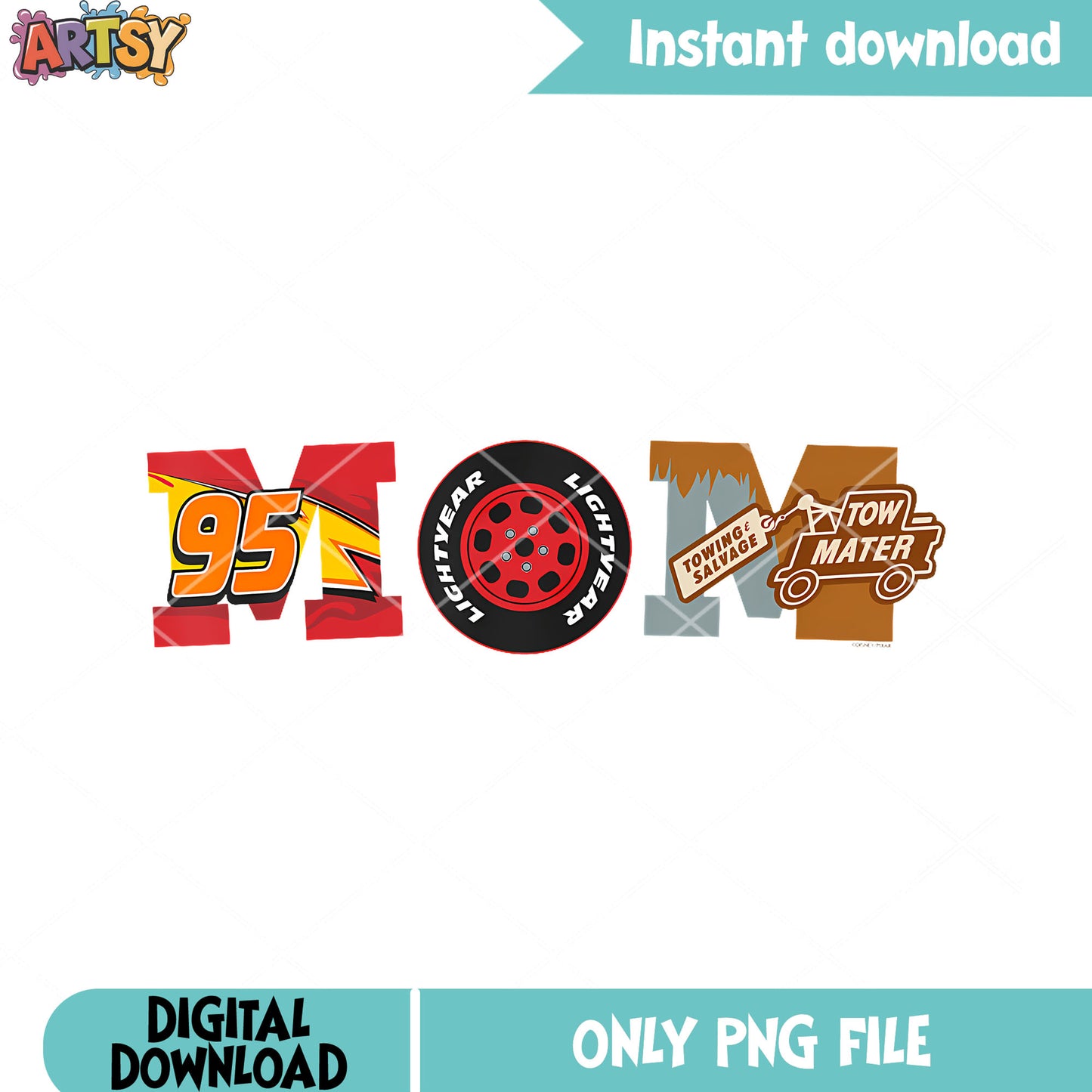 Pixars Cars Mom Birthday png, lightning mcqueen​ png, disney png